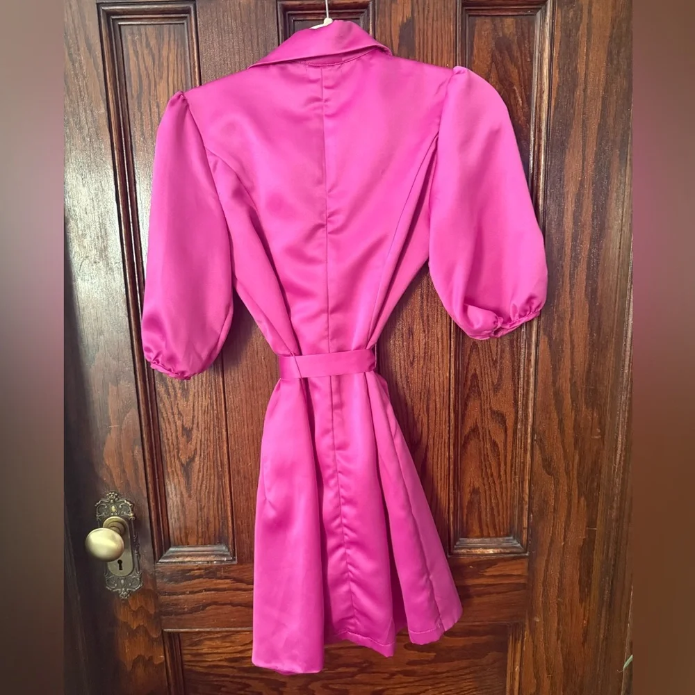 Xtraordinay Pink Pouf Sleeve Blazer Wrap Dress - Picture 5 of 6
